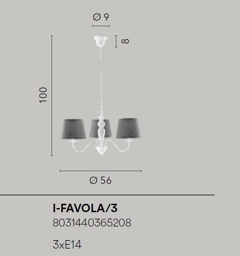 Sospensione 3 luci metallo bianco paralumi tessuto grigio 3XE14 non incl. FAVOLA Sospensione 3 luci metallo bianco paralumi tessuto grigio 3XE14 non incl. FAVOLA
